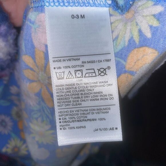 6 for $25 🎃 Old Navy Blue Floral Dress Baby Size 0-3 Months - Picture 3 of 4